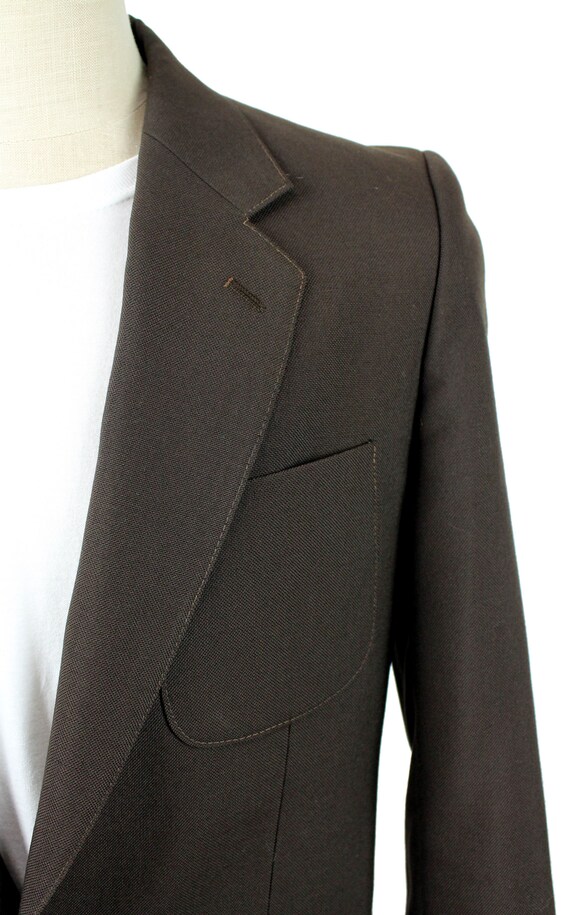 Vintage 80s Blazer 38L Baron Mens Dark Brown Wool… - image 2