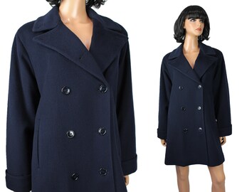 Vintage Dark Blue Classic 80's Wool Coat {C157} - Etsy
