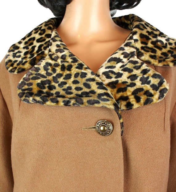Winter Coat Sz L Vintage 70s 80s Brown Tan Wool F… - image 3