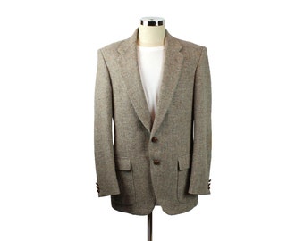 Elbow Patch Blazer 42L Vintage Beige Flecked Wool Tweed Sports Coat Jacket Farah