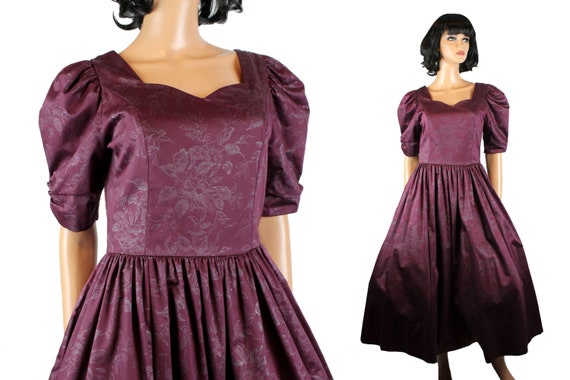 80s Prom Dress M 12 Vintage Laura Ashley Burgundy… - image 1