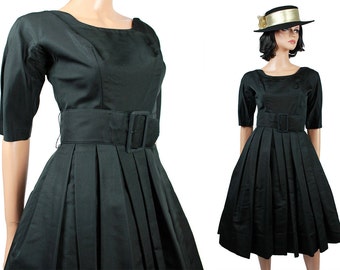 50s Cocktail Dress Sz S Suzy Perette Designer Black Bombshell Party Prom Gown