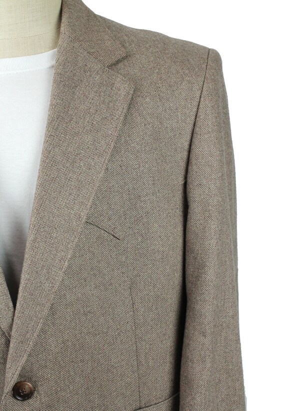 Elbow Patch Blazer 42S Vintage Beige Wool Tweed W… - image 2