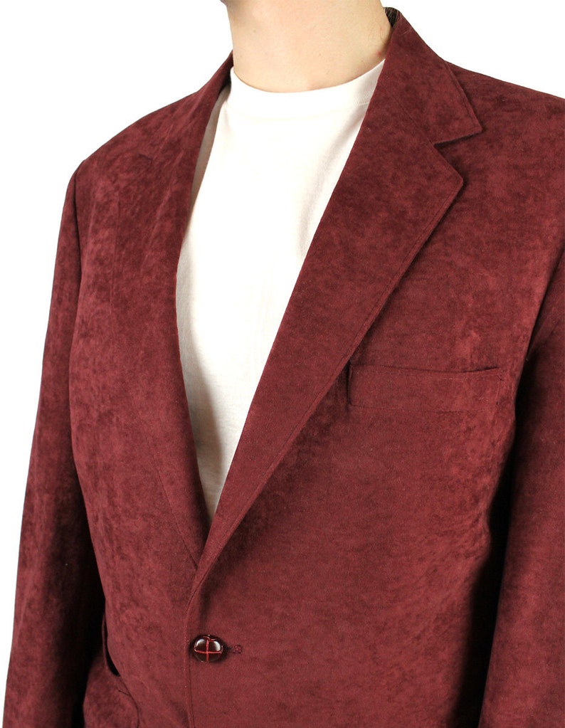 Vintage Faux Suede Blazer 42R Dark Burgundy Red Sports Coat Etsy