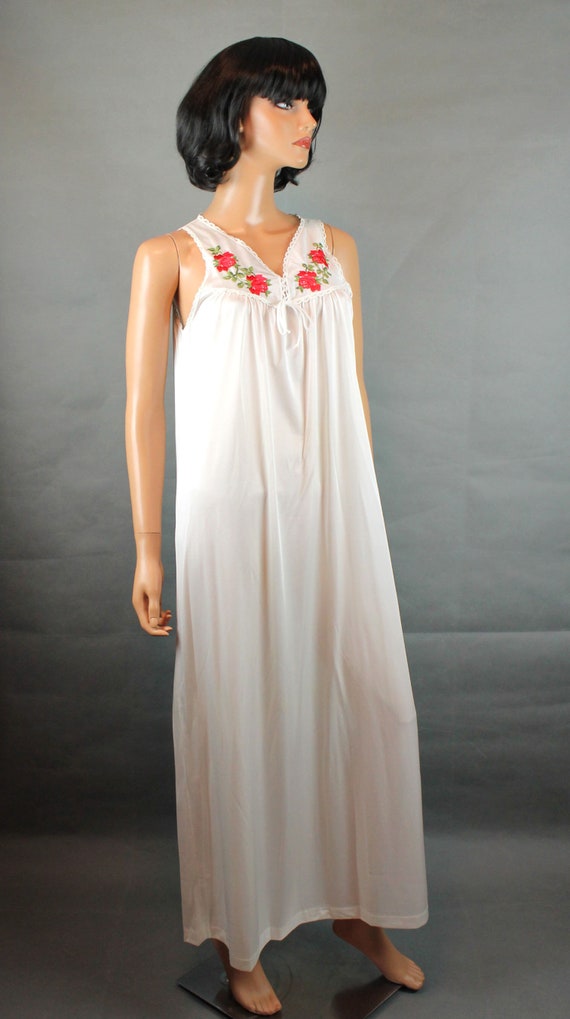 Vintage Nightgown Sz S M Lorraine Long White Slee… - image 3