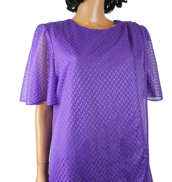 80s Cocktail Dress Sz L Vintage Purple Sheer Chif… - image 4