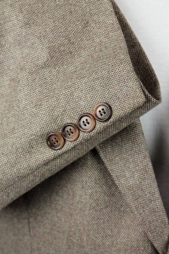Elbow Patch Blazer 42S Vintage Beige Wool Tweed W… - image 3
