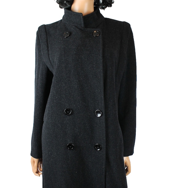 【90's】Wool Maxi Chester Coat / Dark Gray USED 90S CHESTER COAT M WOOL BLK BLACK PLAIN GOOD 2-S-3DD8