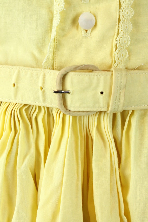 50s Party Gown Sz XS Vintage Butter Yellow Cotton… - image 9