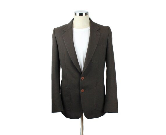 Vintage 80s Blazer 38L Baron Mens Dark Brown Wool… - image 1