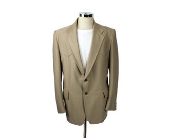 Vintage Mens Tan/khaki Polyester Lined Levis Western Wear Blazer