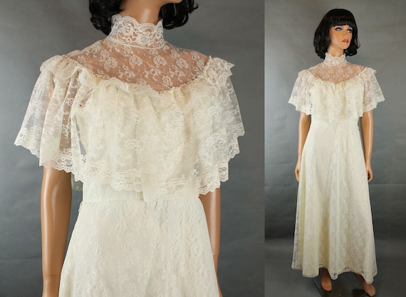 white lace cape dress