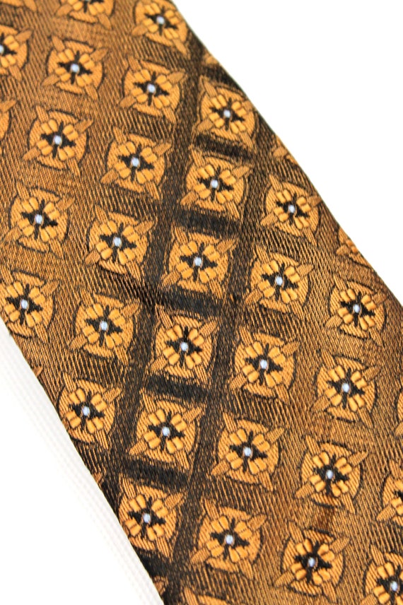 Vintage 70s Necktie Pennleigh Gold Black Geometri… - image 1
