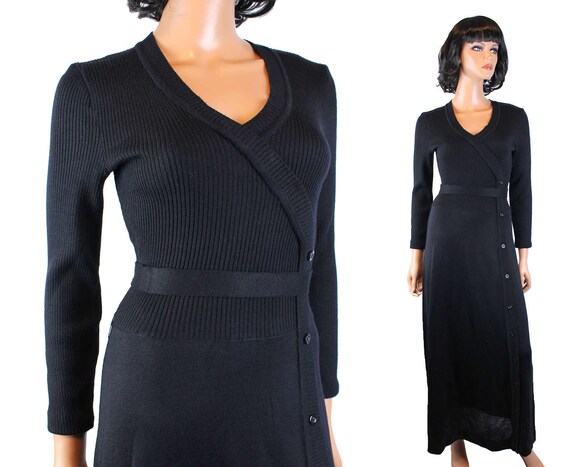 black wool sweater dress