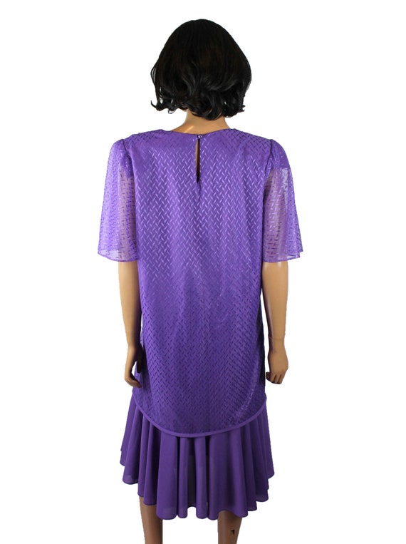80s Cocktail Dress Sz L Vintage Purple Sheer Chif… - image 7