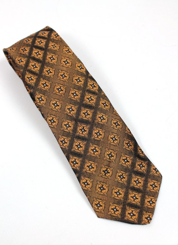 Vintage 70s Necktie Pennleigh Gold Black Geometri… - image 2