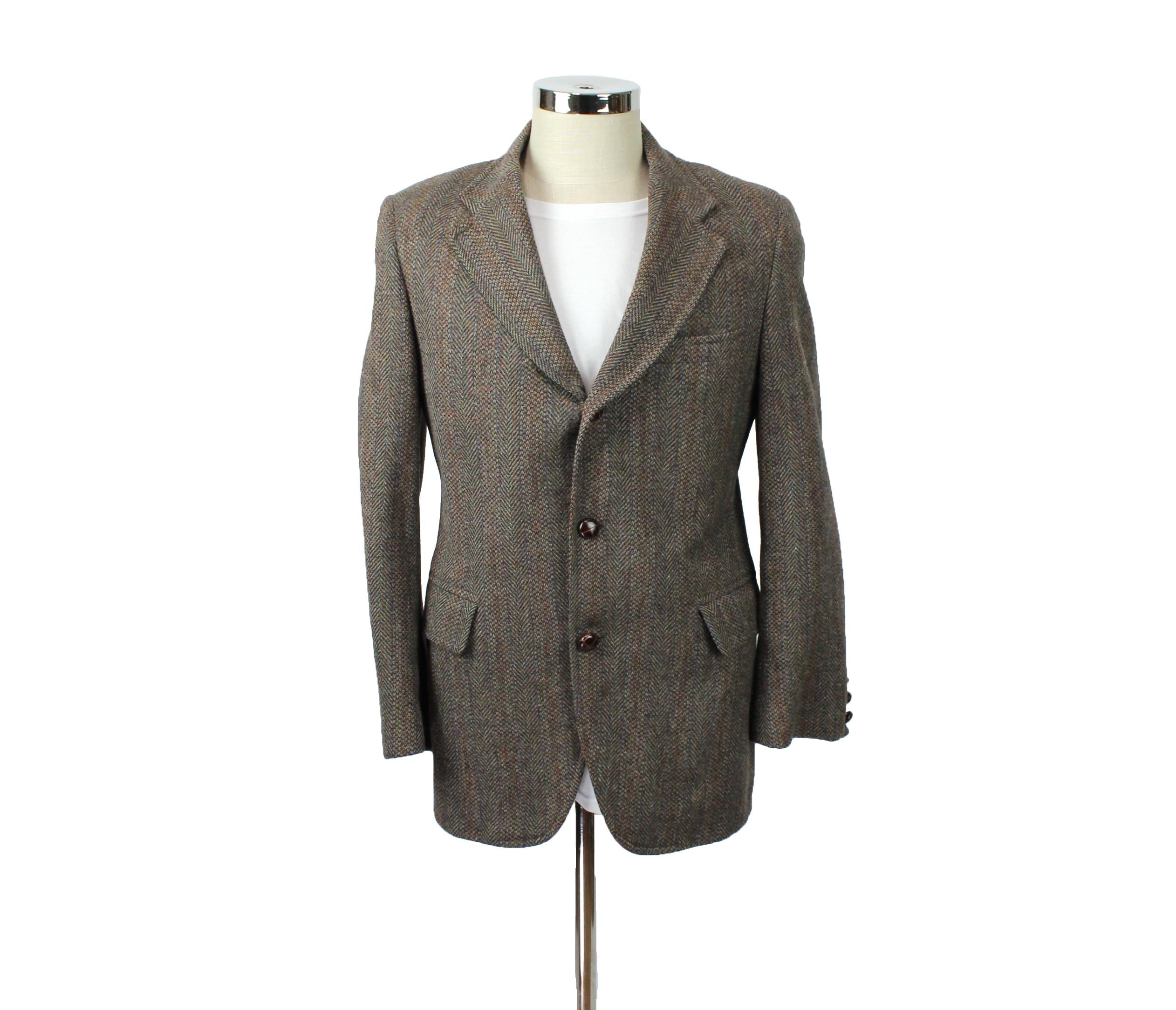 80s Vintage　Herringbone Tweed Coat 80s Herringbone Coat - Etsy