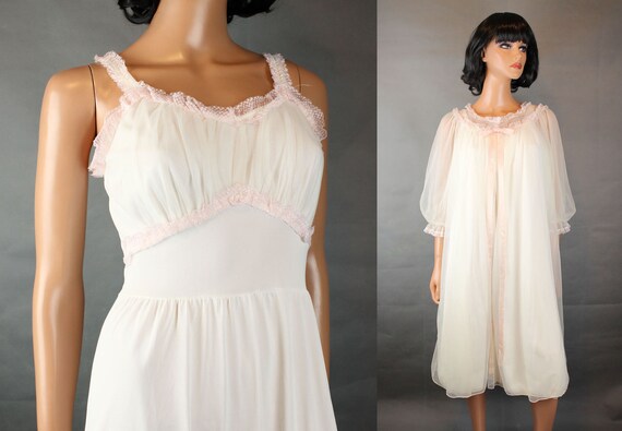 Vintage 50s Lingerie XS Laros Off White Pink Chiff