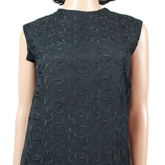 Vintage Cocktail Dress Sz S Black Sleeveless Embr… - image 2