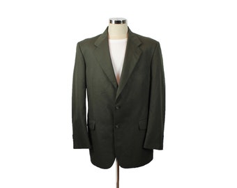 Vintage 90s Blazer 42L Dark Green Wool Blend Suit Coat Jacket Kilburne & Finch
