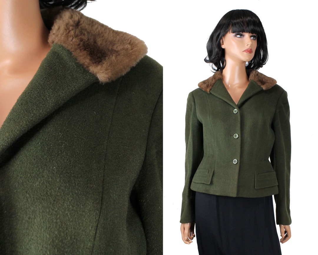 Giacca con collo in pelliccia S Cappotto corto Mouton marrone