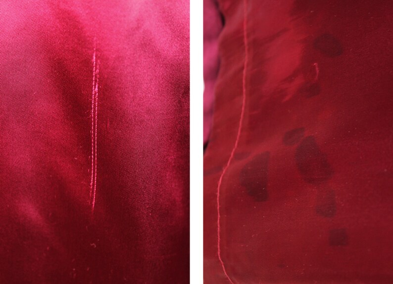 Vintage Trench Coat Sz M 10 Mackintosh Wine Burgundy Dark Red Cotton Velvet Long Free US Shipping