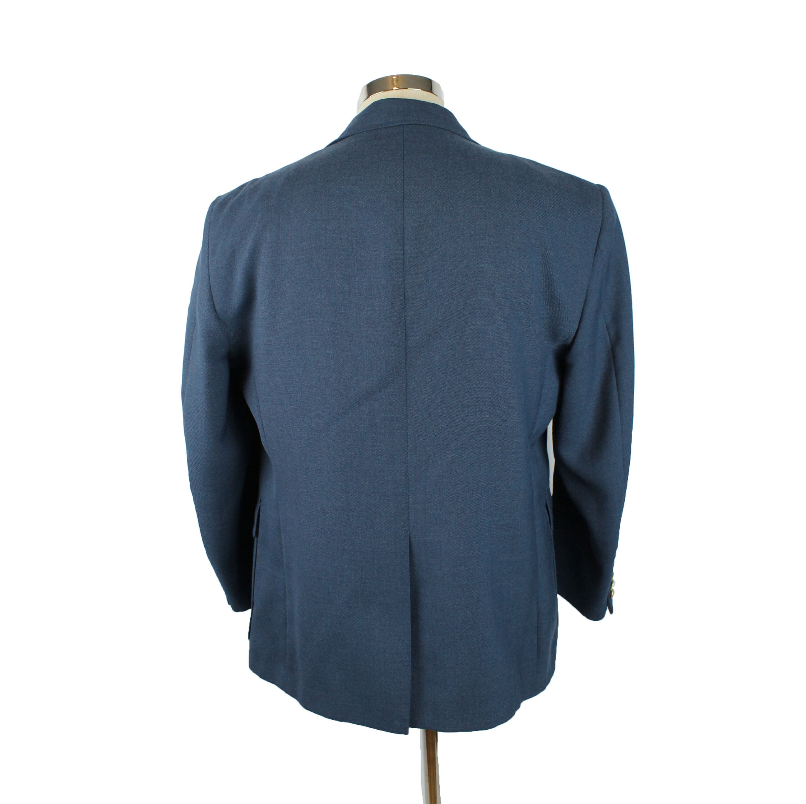 Vintage 80s Blazer 42S Stafford Solid Blue Wool Blend Mens Jacket 