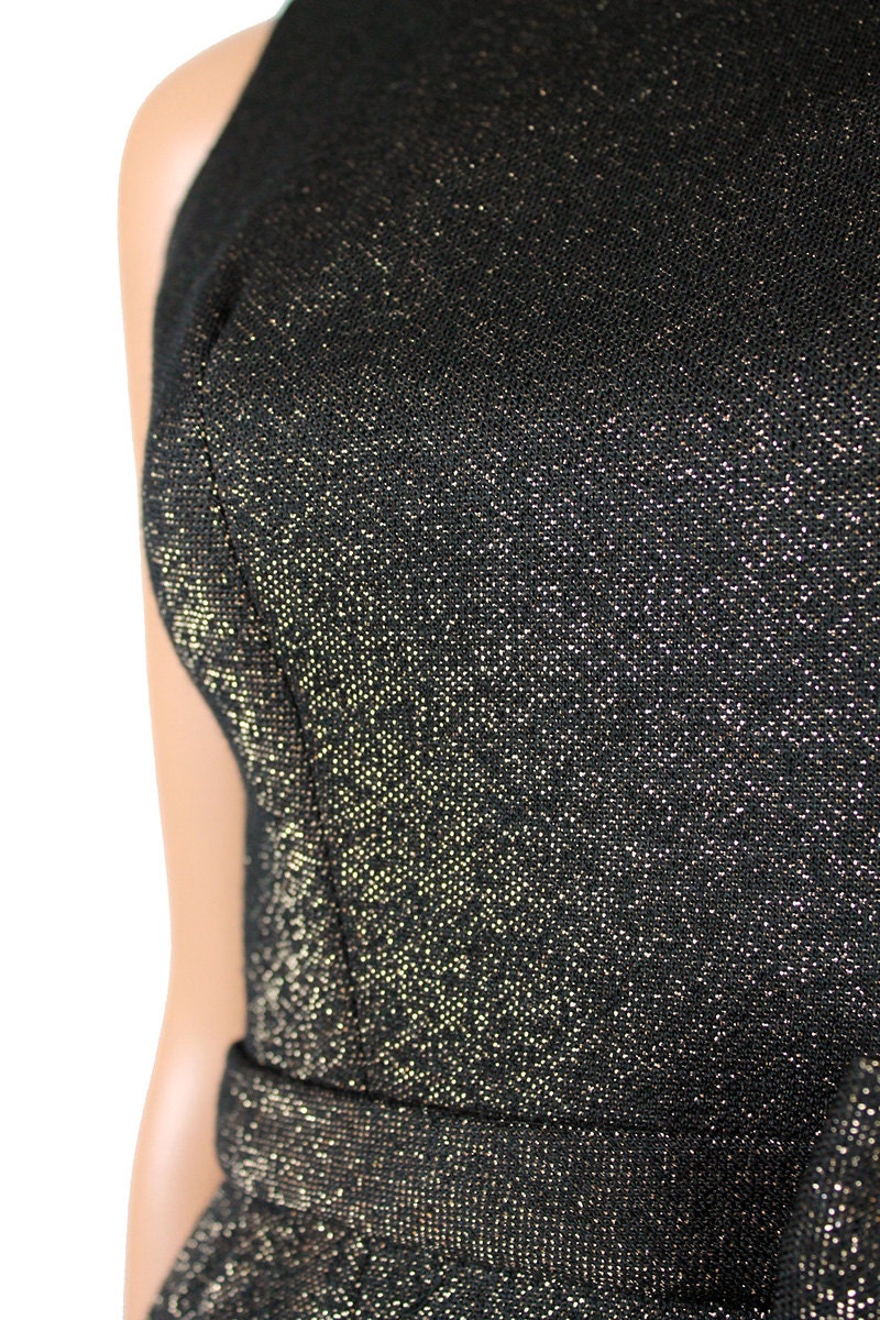 Vintage Cocktail Dress XXS Sleeveless Black Gold Sparkly Disco - Etsy