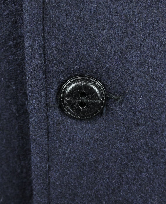 Heavy Winter Coat L Vintage 70s Blue Wool Black F… - image 3