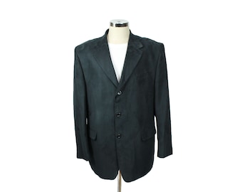 Faux Suede Blazer 46L Vintage Claudio Morelli Black Doeskin Sports Coat Jacket
