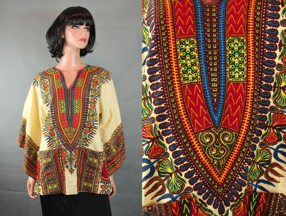 Vintage Dashiki XS S Unisex Tunic African Angel W… - image 1