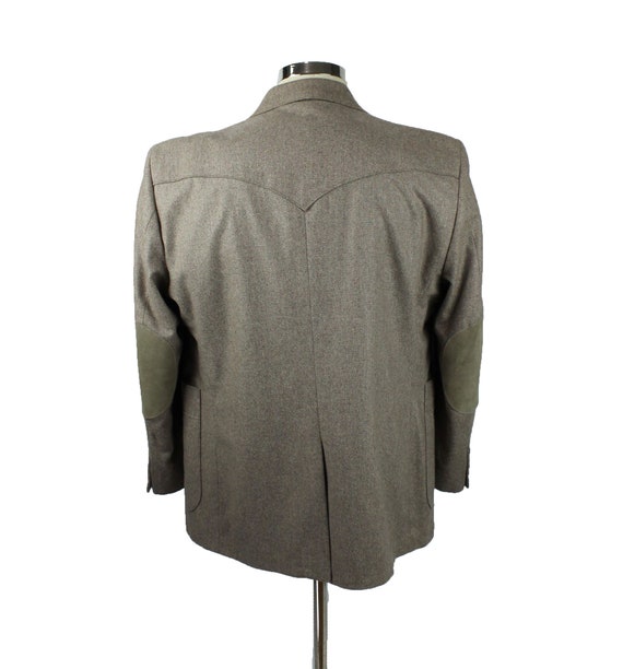 Elbow Patch Blazer 42S Vintage Beige Wool Tweed W… - image 4