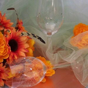Bride and Groom Toasting Glasses with Vintage Swarovski Crystals