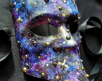 Cosmic Knight Mask, Mens Costume Mask, Knight Costume Mask, Space Mask, Stars Mask, Celestial Costume Mask, Celestial Stars Universe Art
