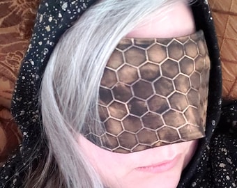 Midnight Honey Mask, Black Mens Costume Mask, Black Women's Mask, Honeycomb Mask, Hidden Eyes Mask, Hidden Illusion Mask, Couture Costume