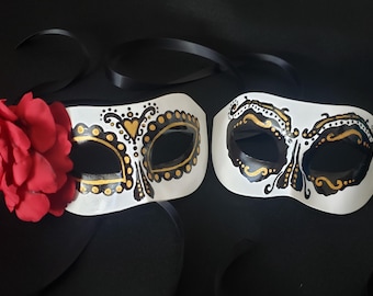 PAR Brillante Masks, Day of the Dead Mask, Dia de los Muertos, Catrina Costume Mask, Muertos Couple's Masks, Day of the Dead Couple's Masks