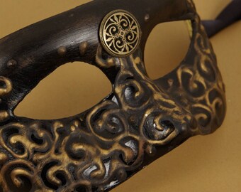 Black and Gold Mask/Men's Mask/Masquerade Mask/Men's Costume/Halloween Mask/Wedding Accessory/Men's Costume Mask/Gold Mask/Sexy Mask