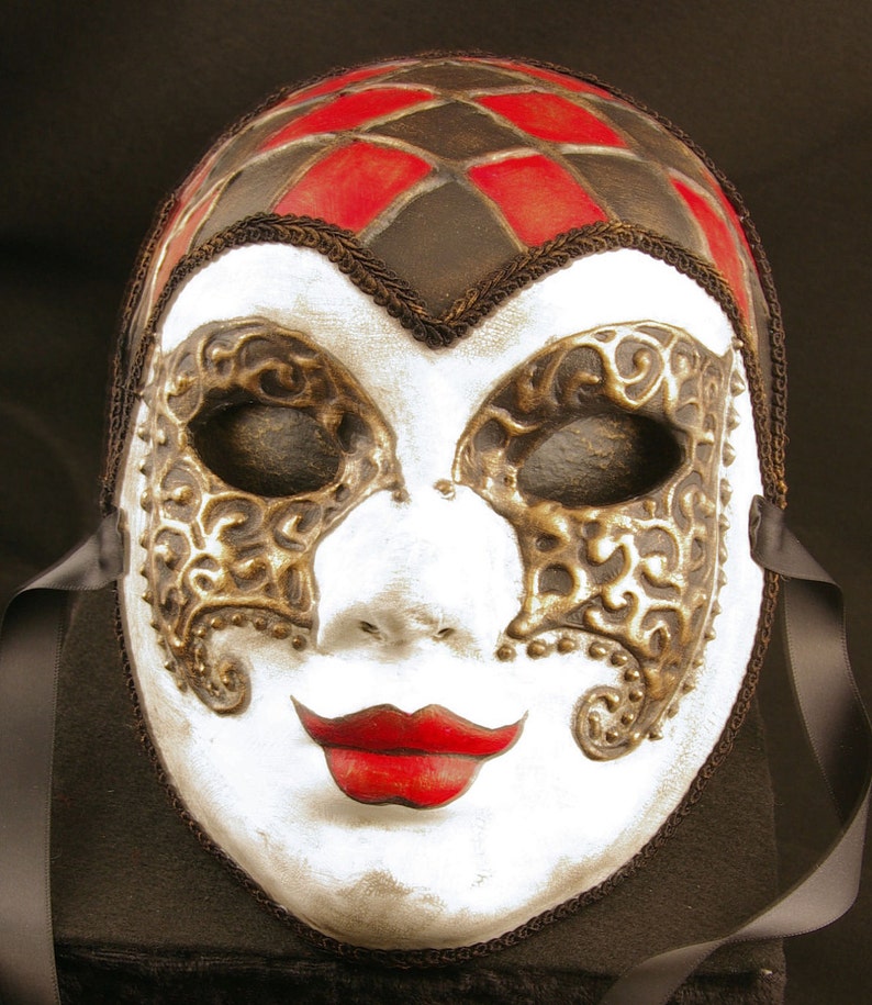 Domino Mask Fullfaced Couture Harlequin styled Paper Etsy