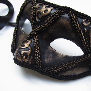 Venetian Mask, Black Mask, Black/gold Masquerade Mask, Costume Mask, UNISEX  Mask, Black Mask, Tuxedo Mask, Half Face Mask, Phantom Mask 