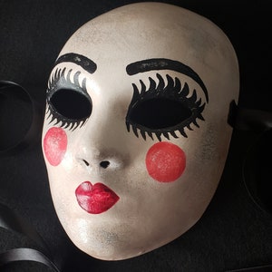 Babydoll Mask, Fullfaced Haute Couture faux porcelain baby faced paper mache mask