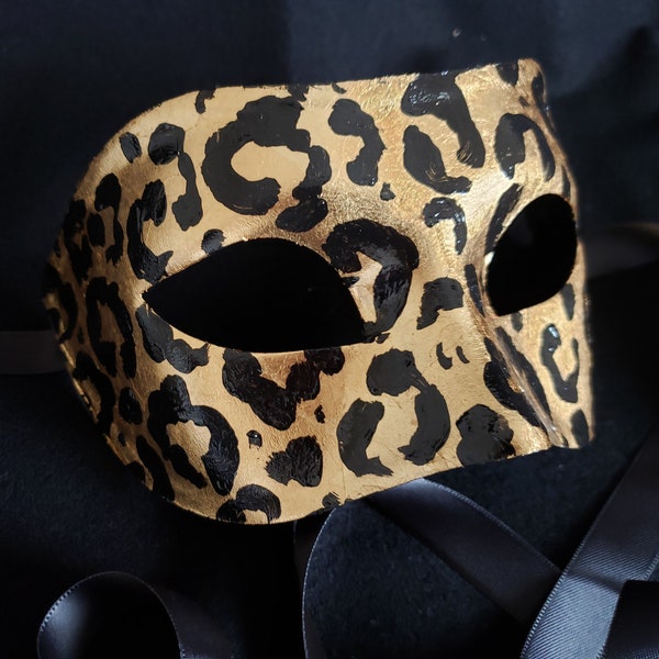 Leo Rising Mask, Leopard Print Mask, Leopard Costume, Gold Leaf Leopard, Bling Mask,  Bling Costume, Gold Leopard Mask, Gold Cat Mask