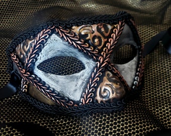 Diesel Herren Maskerade Maske, Herren Kostüm Maske, Venezianische Maske, Herren Schwarze Maske, Kostüm Maske Metall, Herren Party Maske, Metallische Maske Männer