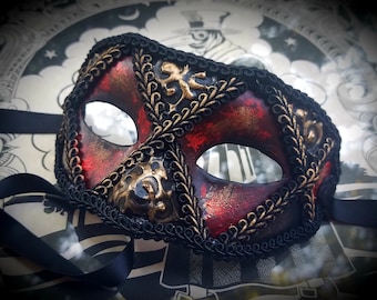 Diablo Italiano Mask, Black and Red Men's Masquerade Mask, Men's Costume, Men's Masquerade Mask, Costume for Men, Party Mask, Venetian Mask