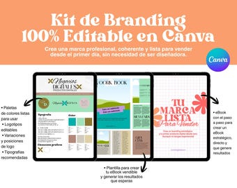 Editable Brand Kit in Canva + eBook Template | Branding Kit for Female Entrepreneurs | Visual Identity + Logos