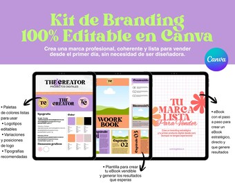 Editable Brand Kit in Canva + eBook Template | Branding Kit for Female Entrepreneurs | Visual Identity + Logos