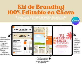 Editable Brand Kit in Canva + eBook Template | Branding Kit for Female Entrepreneurs | Visual Identity + Logos