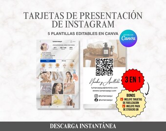 Instagram-themed Business Card Templates in Canva | Loyalty Cards + QR Stickers | Digital Download