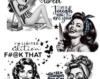 Retro Sarcastic Housewife PNG Bundle, Funny Sassy Clipart (Digital Download)