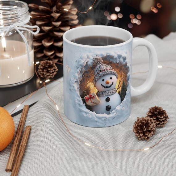 3D Snowman Mug: Christmas Coffee Cup, Festive Holiday Drinkware