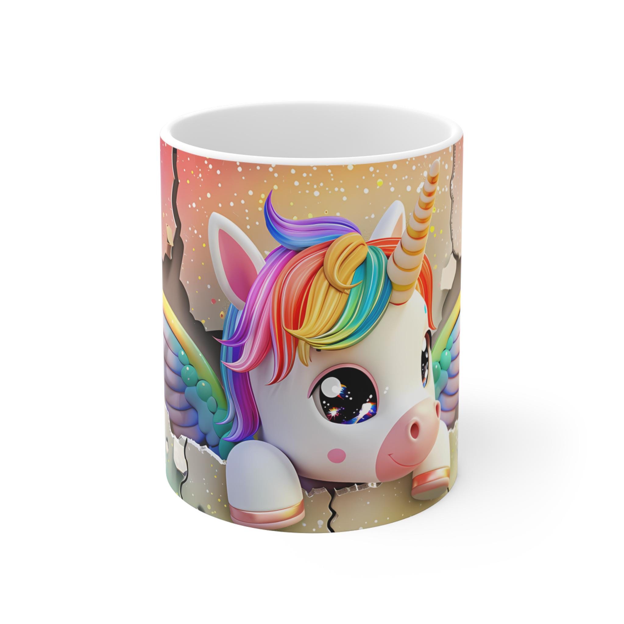 3D Unicorn Mug: Magical Ceramic Coffee Cup, Rainbow Kitchen Decor